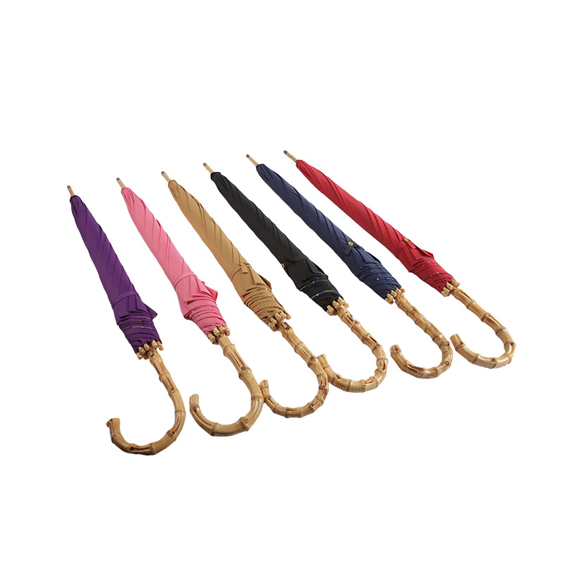 Dunkler winddichter Pongee, doppellagiger gerader Regenschirm-0E6B0159