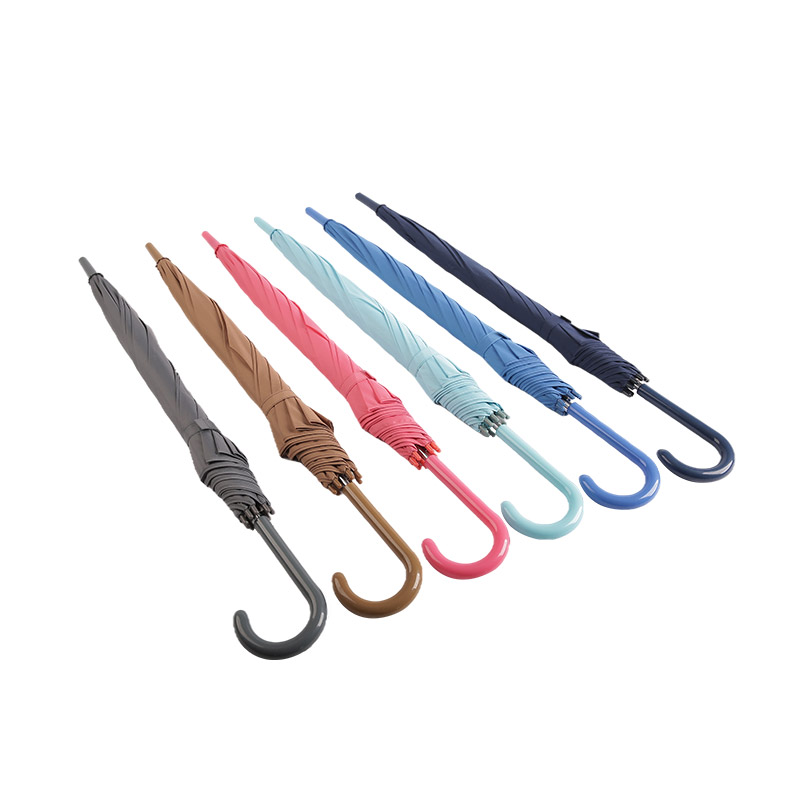 Dunkelblauer gerader Regenschirm aus Pongee im Palace-Stil – 0E6B0188