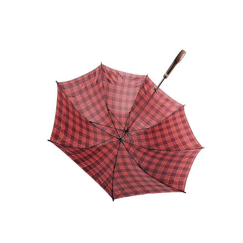 Rot karierter gerader Regenschirm „Student Spirit“ aus Polyester – 0E6B0329