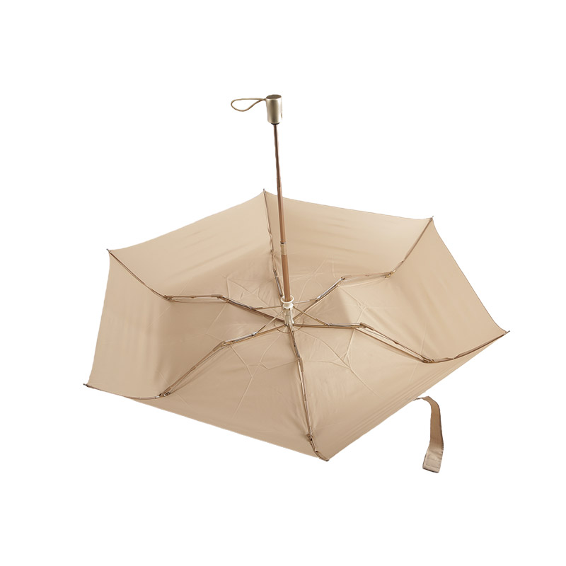 Apricot Atmosphere Pongee Dreifach-Regenschirm-0E6B0465