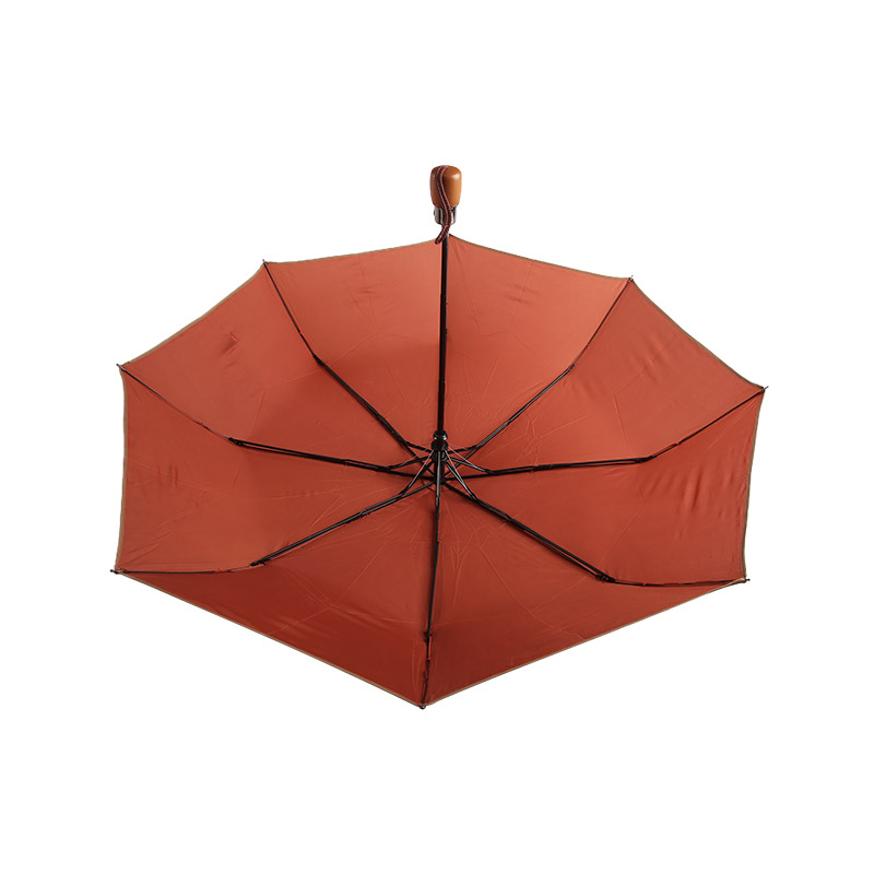 Reife Damen Orange Pongee Dreifach-Regenschirm-0E6B0481