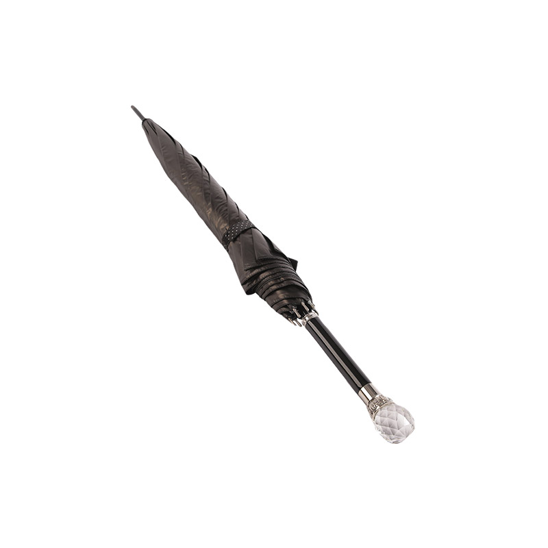 Atmosphärischer Pongee-Griff mit schwarz beschichtetem geradem Regenschirm-0E6B0733