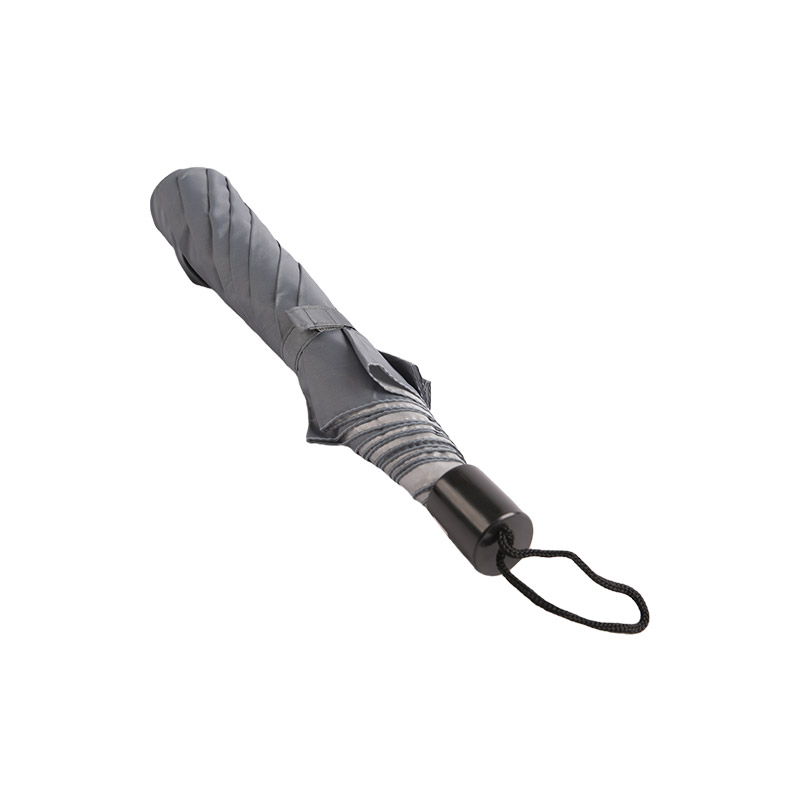 Einfacher zweifach gefalteter Regenschirm aus reinem Silbermetall-0E6B0782